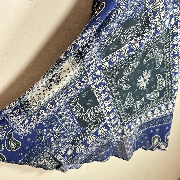 Intimately Free People Beaux Slip Dress Small Blue Bandanna Print Mini Boho - Picture 6 of 12